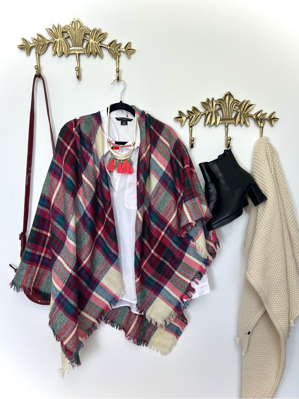 Plaid shawl scarf